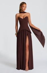 Vietta Maxi Dress - Plum Brown Ryvelle