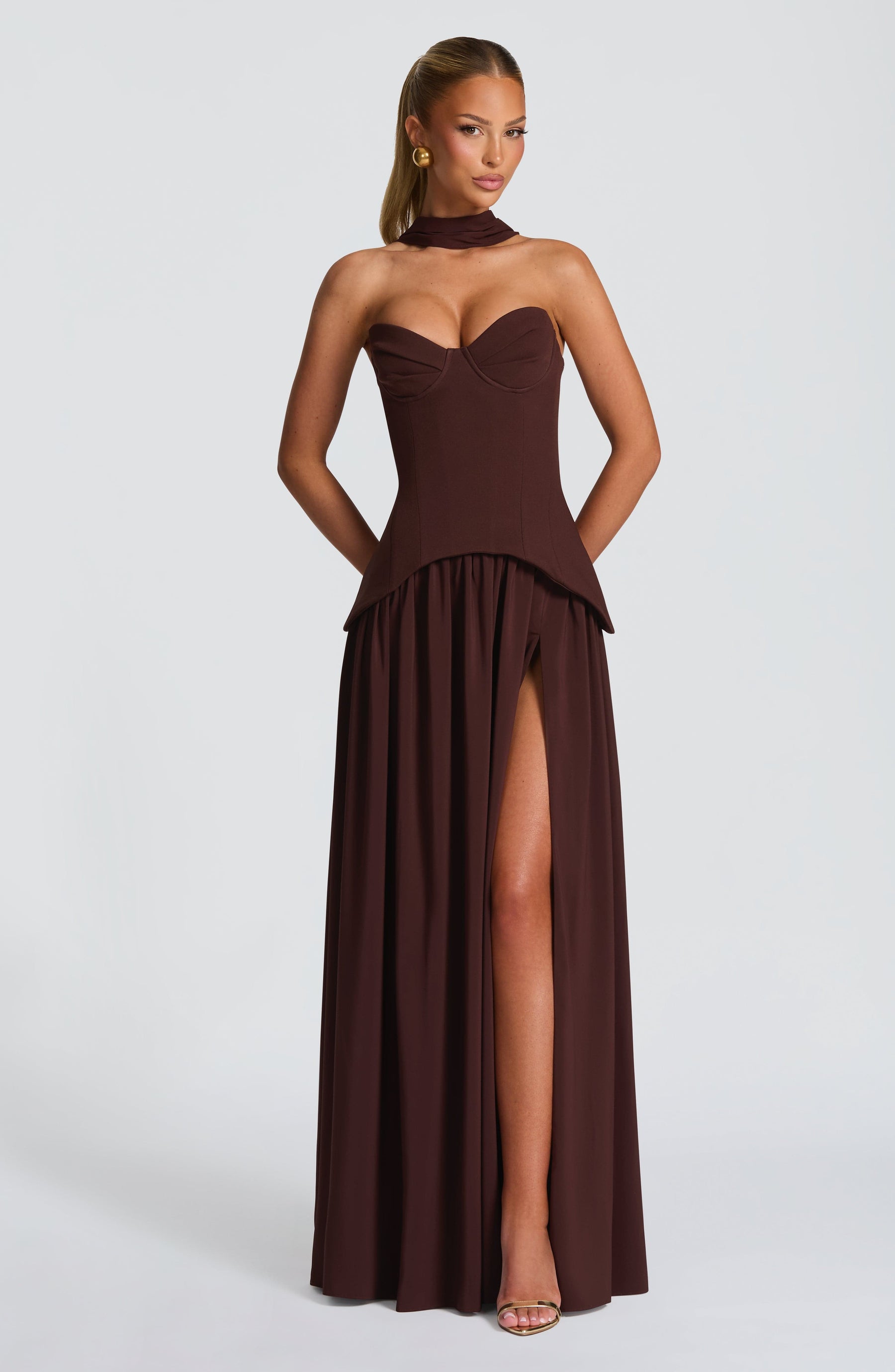 Vietta Maxi Dress - Plum Brown Ryvelle