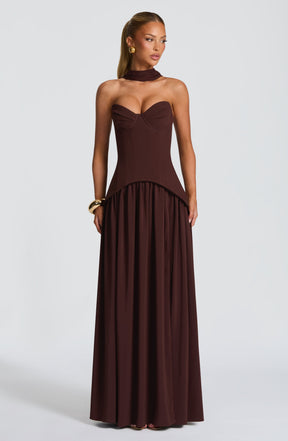 Vietta Maxi Dress - Plum Brown Ryvelle