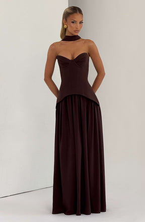 Vietta Maxi Dress - Plum Brown Ryvelle