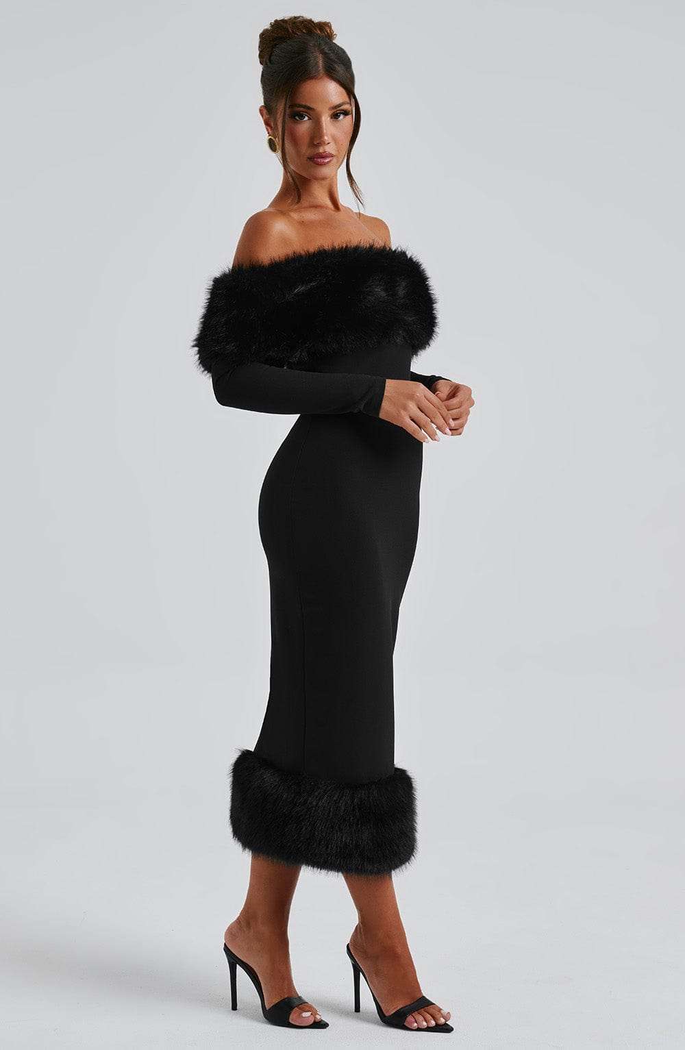Vittoria Midi Dress-Black Ryvelle