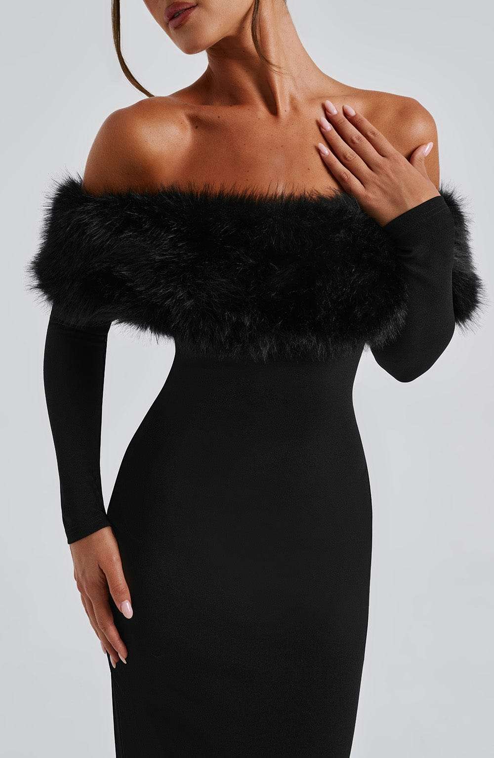 Vittoria Midi Dress-Black Ryvelle