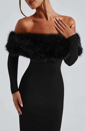 Vittoria Midi Dress-Black Ryvelle