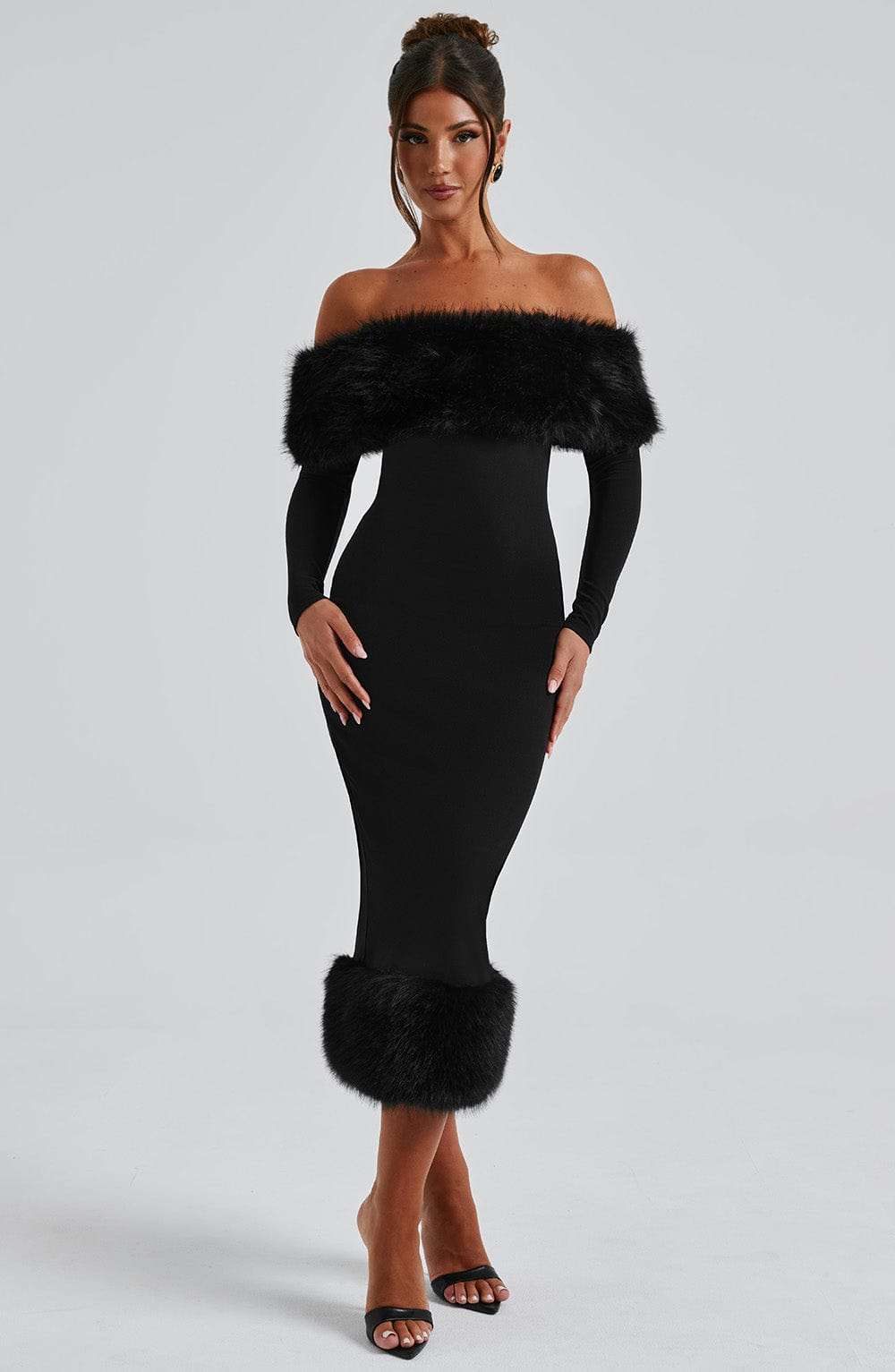 Vittoria Midi Dress-Black Ryvelle