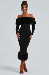 Vittoria Midi Dress-Black Ryvelle