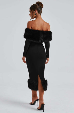 Vittoria Midi Dress-Black Ryvelle