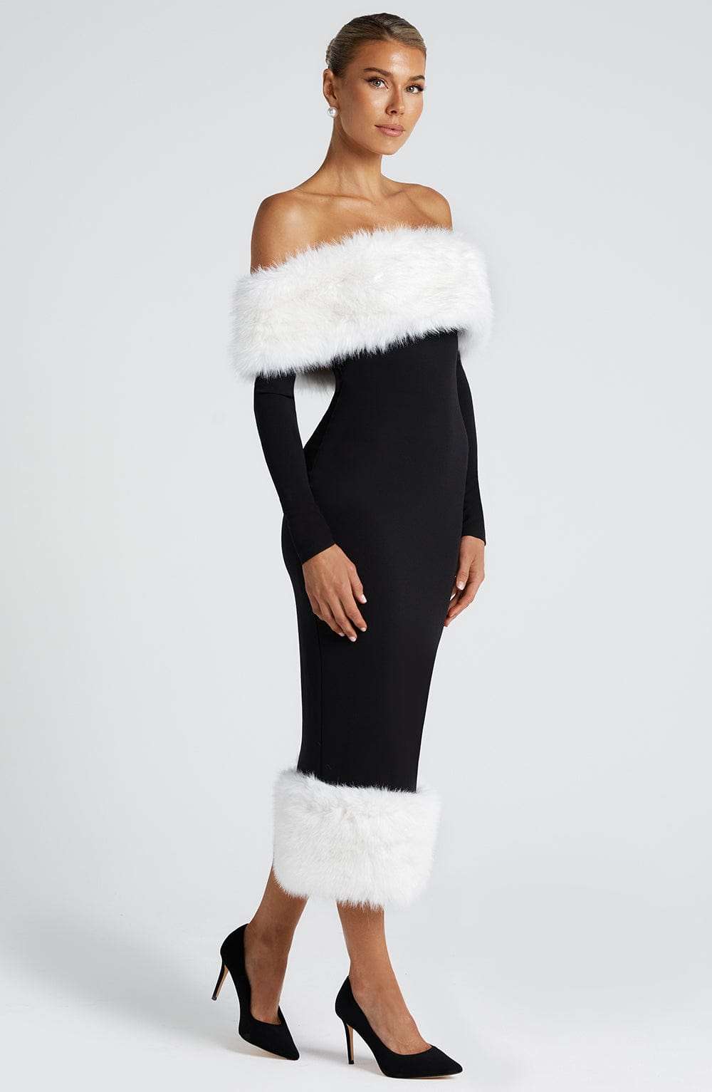 Vittoria Midi Dress - Black/White Ryvelle
