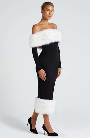 Vittoria Midi Dress - Black/White Ryvelle