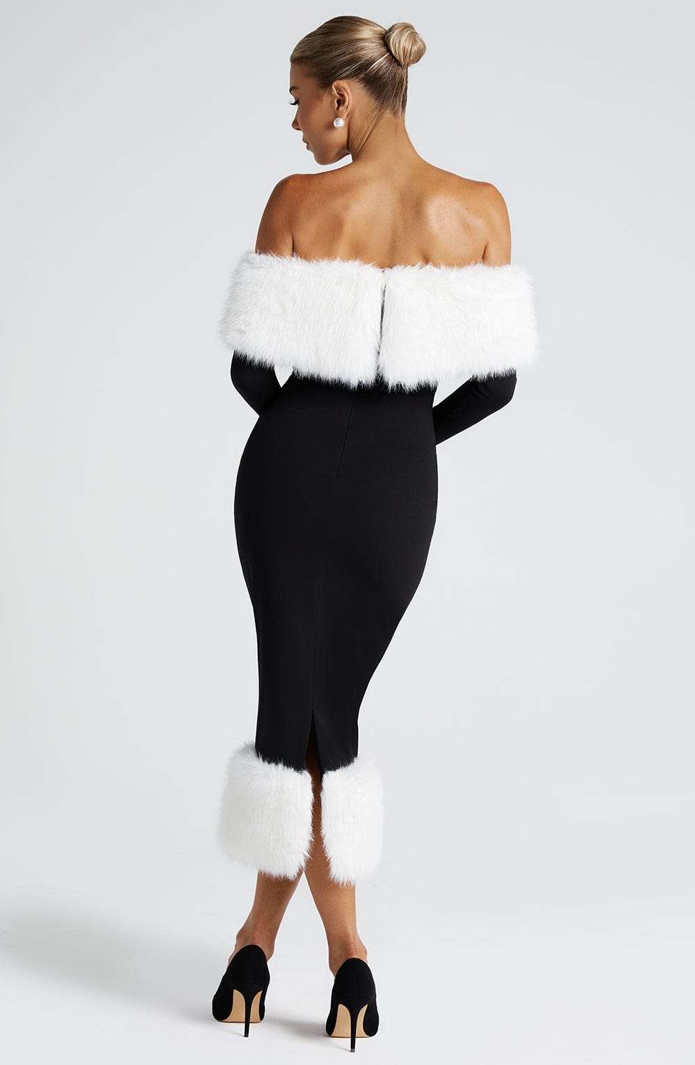Vittoria Midi Dress - Black/White Ryvelle