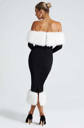 Vittoria Midi Dress - Black/White Ryvelle
