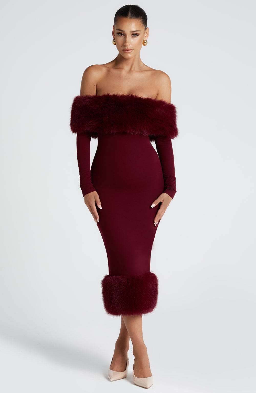 Vittoria Midi Dress - Wine Ryvelle