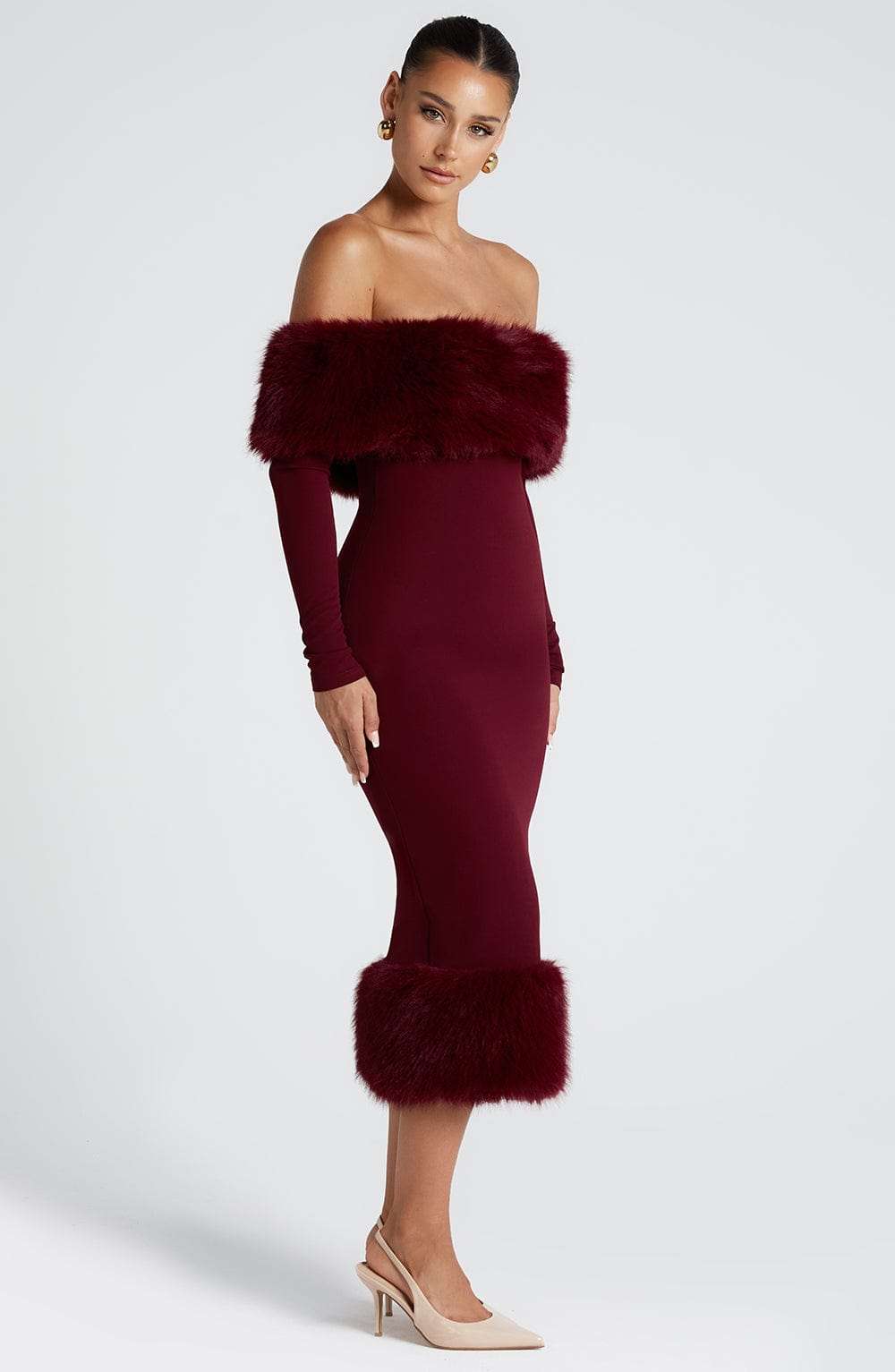 Vittoria Midi Dress - Wine Ryvelle