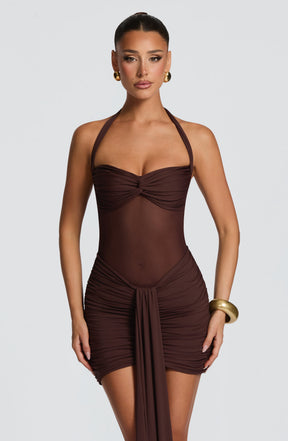 Vixen Mini Dress - Plum Brown Ryvelle