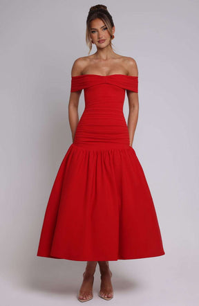 Wilhelmina Midaxi Dress - Red Ryvelle