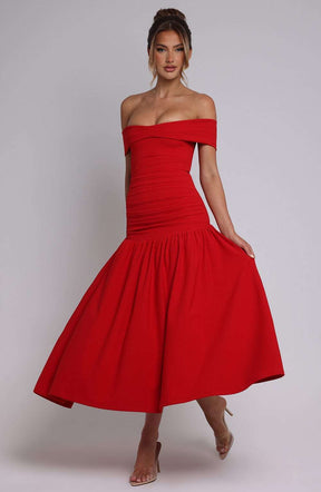Wilhelmina Midaxi Dress - Red Ryvelle