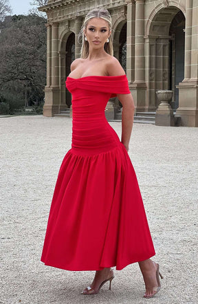 Wilhelmina Midaxi Dress - Red Ryvelle