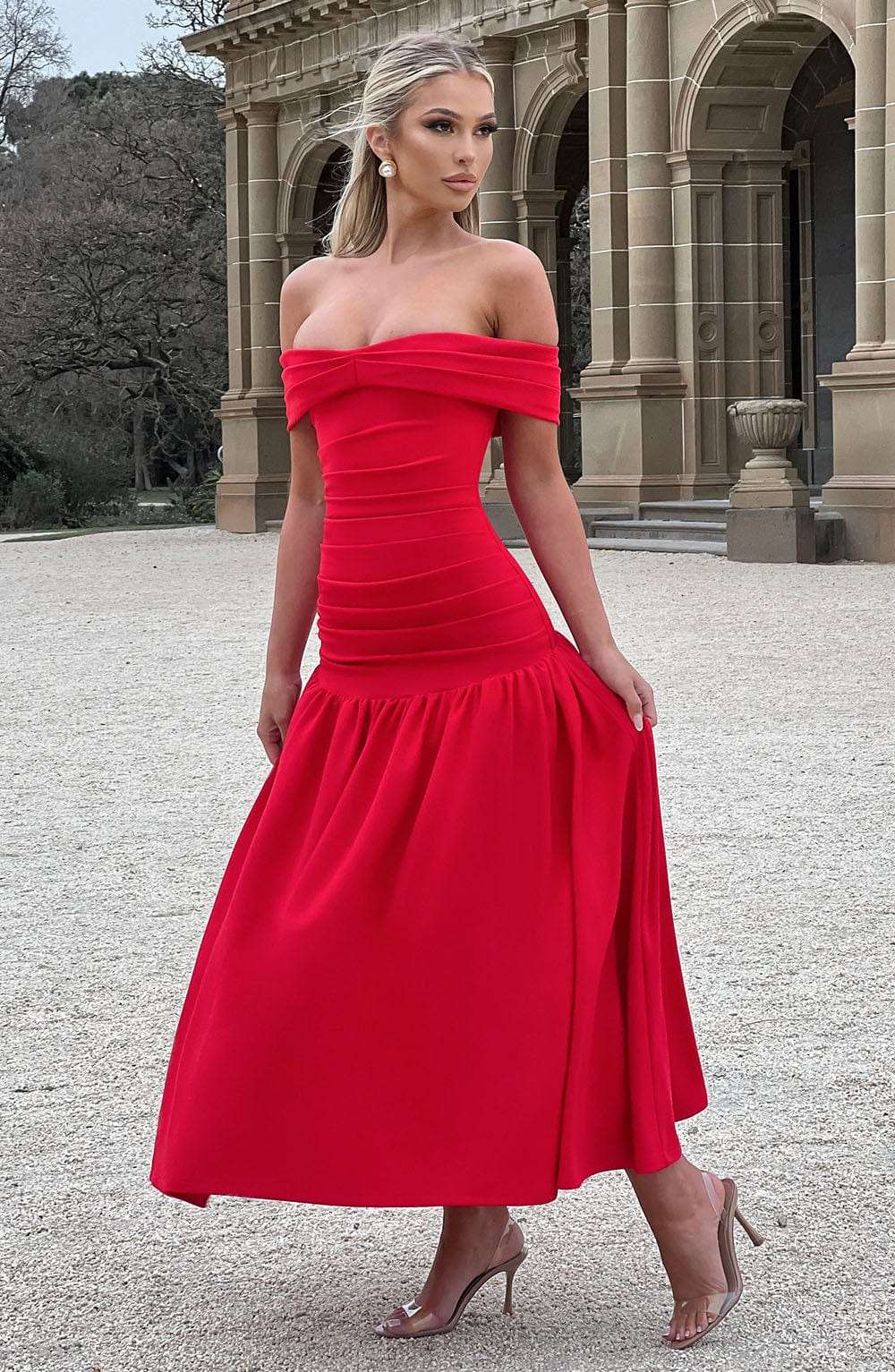 Wilhelmina Midaxi Dress - Red Ryvelle
