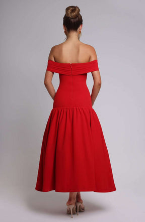 Wilhelmina Midaxi Dress - Red Ryvelle