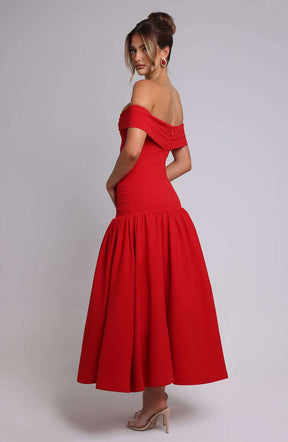 Wilhelmina Midaxi Dress - Red Ryvelle