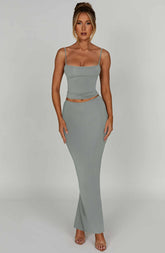 Yazmin Maxi Skirt - Steel Ryvelle