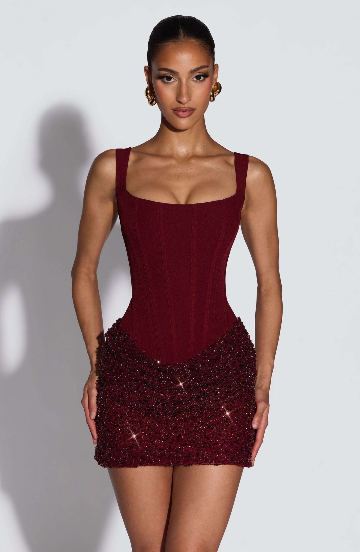 Yeona Mini Dress - Burgundy Ryvelle