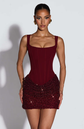 Yeona Mini Dress - Burgundy Ryvelle