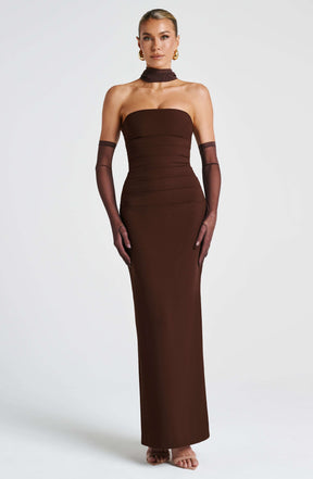 Yulia Maxi Dress - Plum Brown Ryvelle