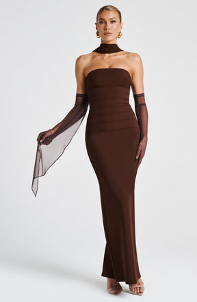 Yulia Maxi Dress - Plum Brown Ryvelle
