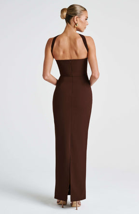 Yulia Maxi Dress - Plum Brown Ryvelle