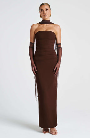 Yulia Maxi Dress - Plum Brown Ryvelle