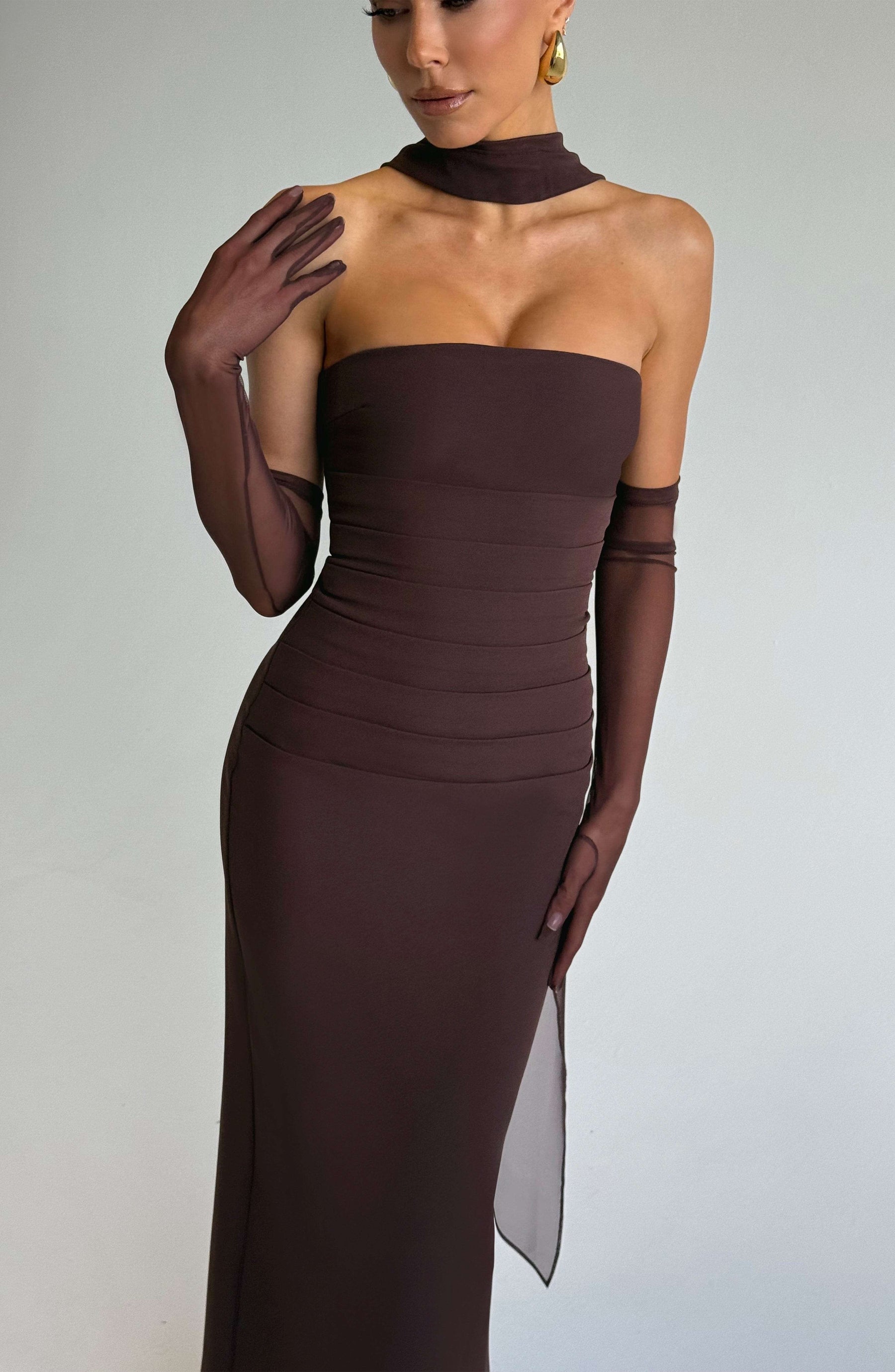 Yulia Maxi Dress - Plum Brown Ryvelle