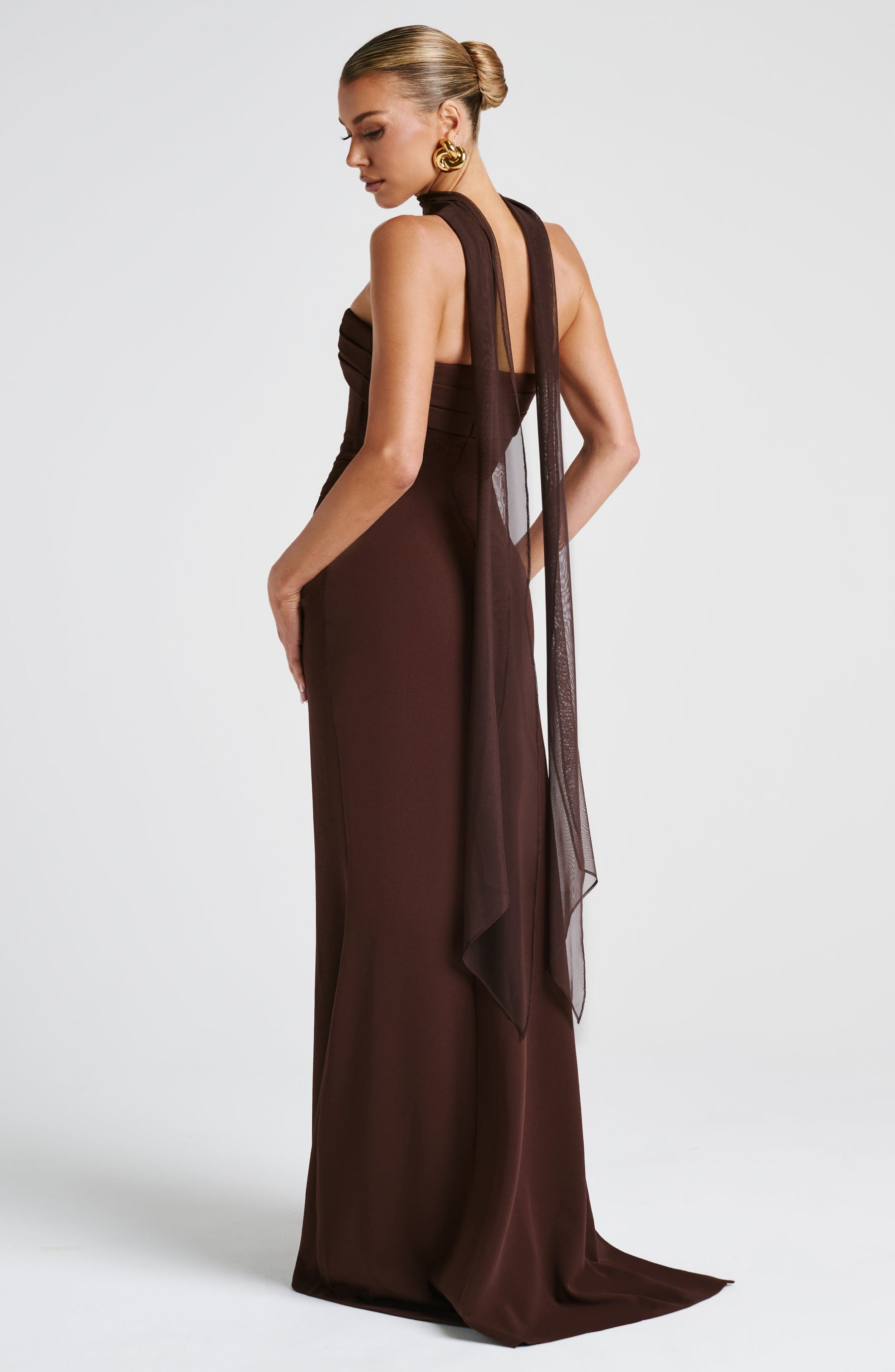 Zafira Maxi Dress - Plum Brown Ryvelle