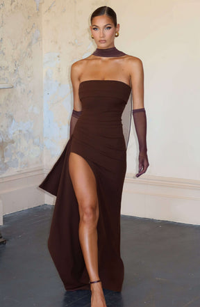 Zafira Maxi Dress - Plum Brown Ryvelle