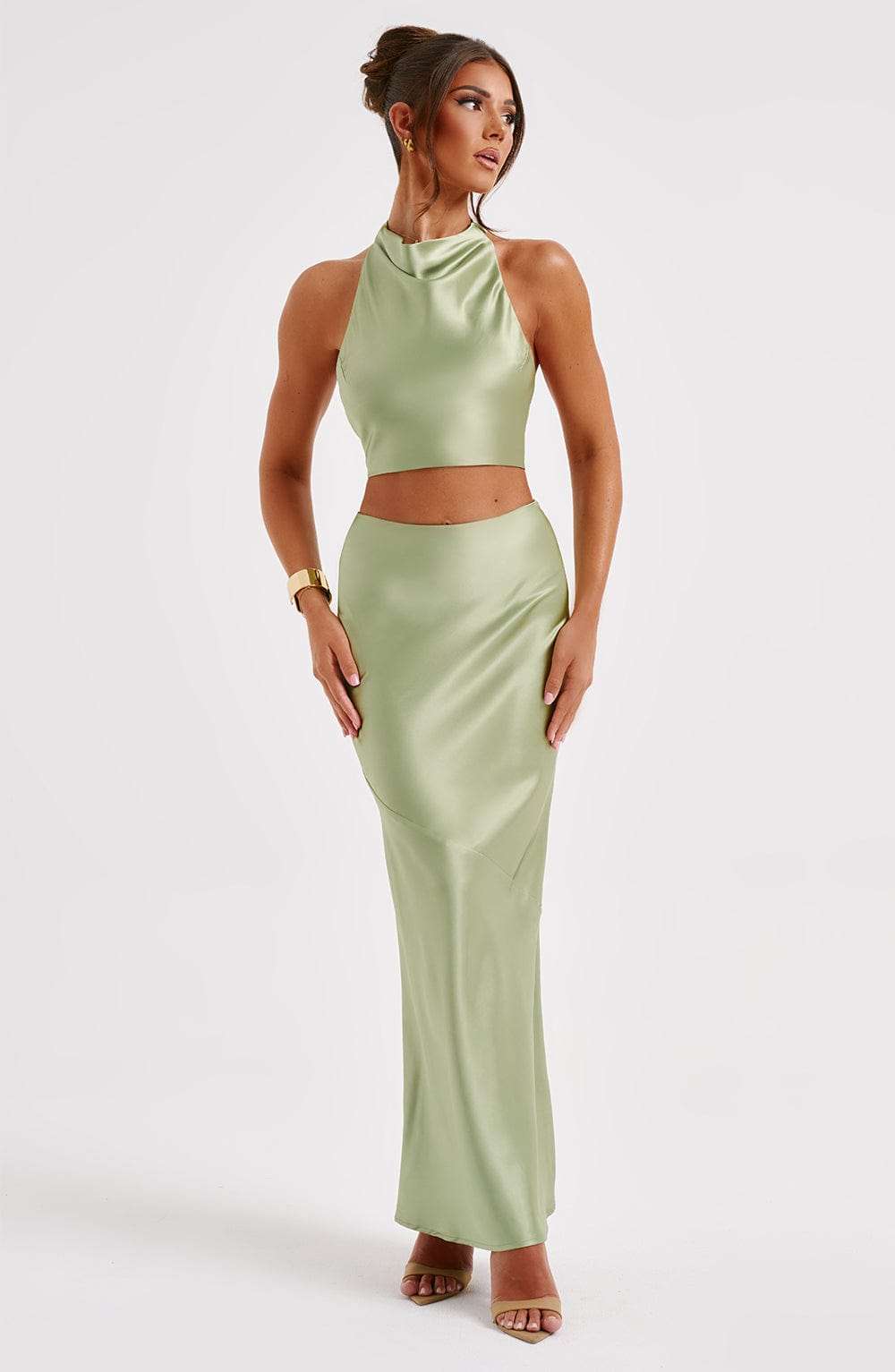 Zaylee Maxi Skirt - Khaki Ryvelle